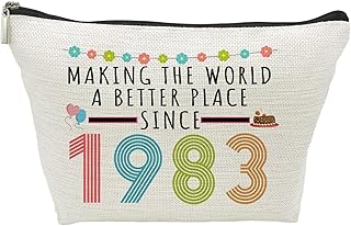 40th Birthday Gifts for Women, Funny 40 Year Old Gift Makeup Bag, 1983 40th Birthday Makeup Bags for Her, Mom, Aunt, Wife, Sister, Coworker, Friend, Making The World a Better Place Since 1983