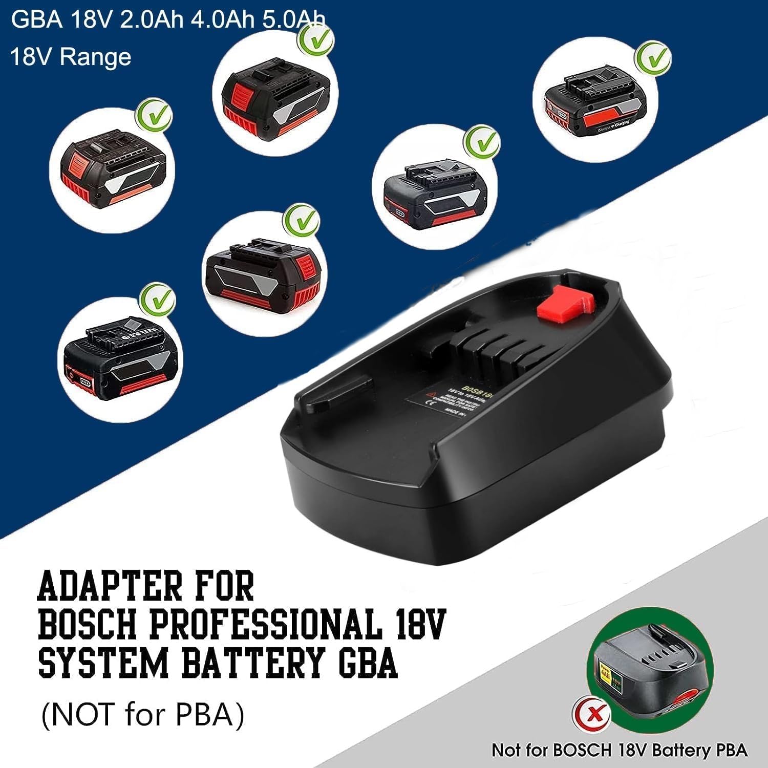 Adapter für Bosch Professional 18V Batterie, BOSB18C Batterieadapter für Bosch Professional 18V (Blau) Akku BAT619 BAT620 zu für Bosch Haus und Garten (Grün) Elektrowerkzeuge (GBA auf PBA)
