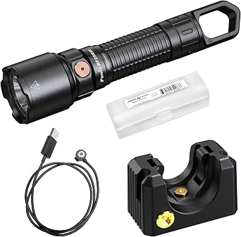 Fenix WF25RM 3000 Lumen Police Duty Flashlight with UV Black Light, Charging Cradle, USB Rechargeable, and Lumentac Organizer