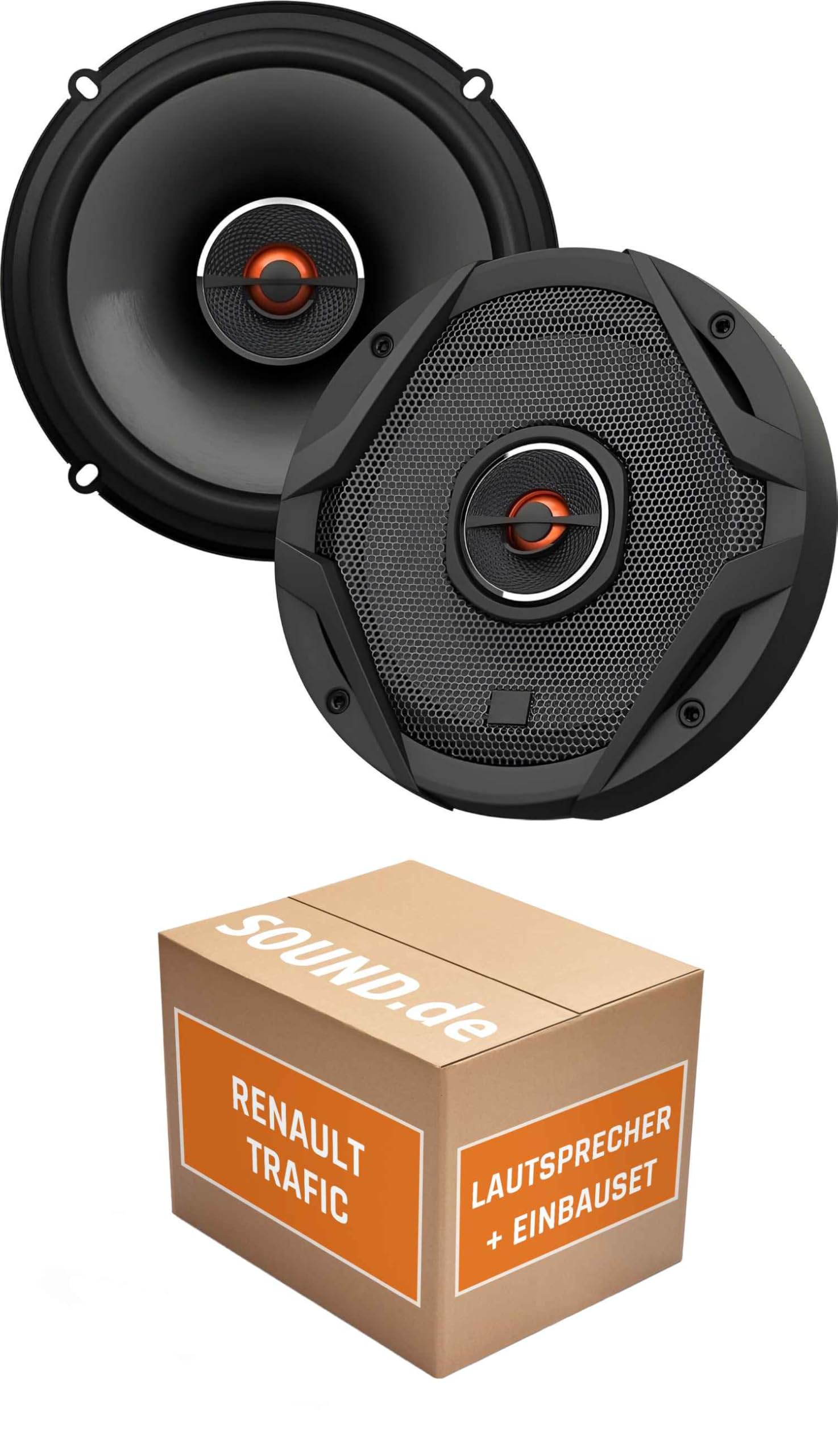Lautsprecher Boxen Einbaupaket für JBL GX602 kompatibel mit Renault Trafic II vorne | 2X Tief-Mitteltöner mit integriertem Hochtöner 180W MAX