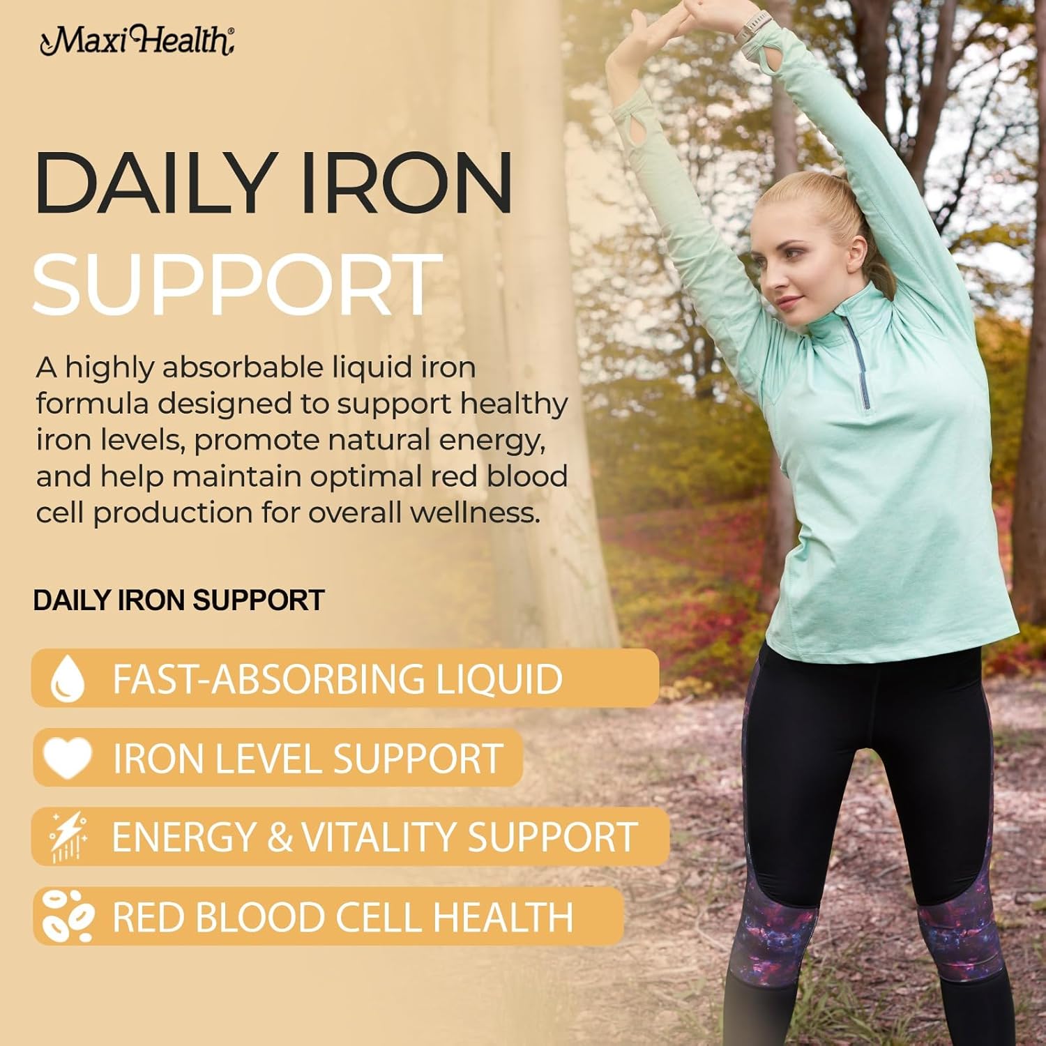 Maxi Health Iron Supplement 15mg Per ML – Increase Energy and Blood Levels Without Nausea or Constipation – Liquid Iron Drops for Men, Women, and Kids – 2 oz. (2 oz, 2 Pack)