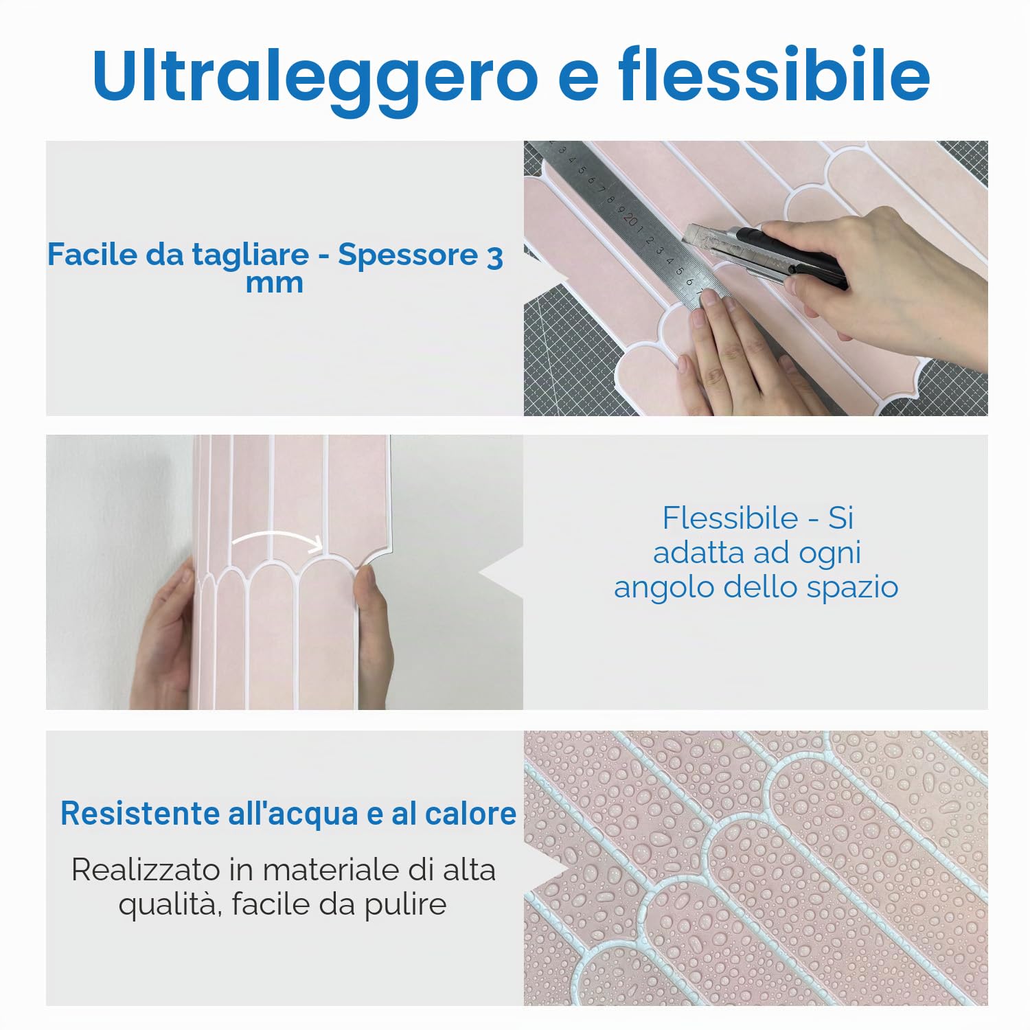COMATICKC Piastrelle Adesive per Cucina, 10 Pezzi 30x30 cm, PVC Rosa Paraschizzi Cucina Mattonelle Adesive Bagno Soggiorno - Pannelli 3D Decorativi, Facili da Installare Stacca & Attacca
