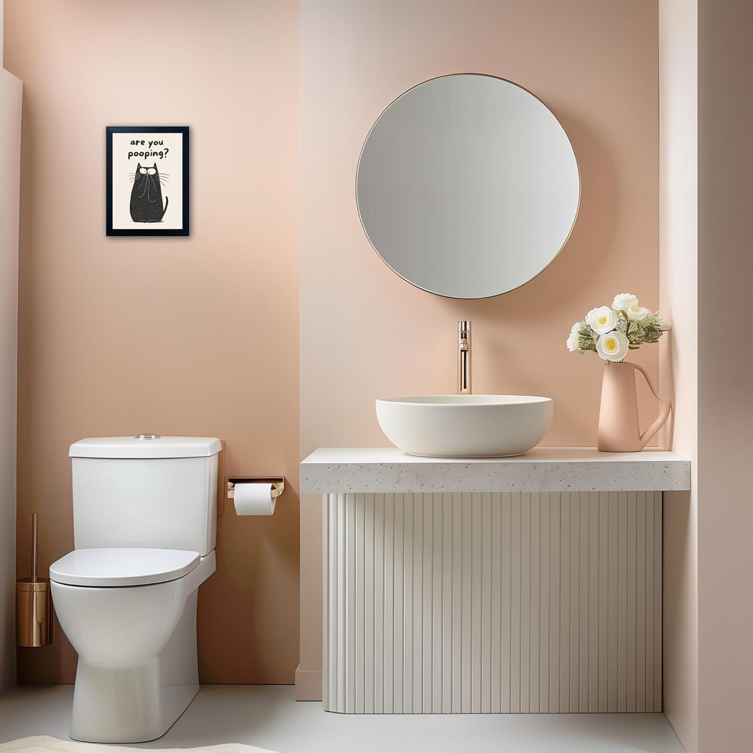 Funny Black Cat Wall Art - Are You Pooping Bad Smell Bathroom Decor, Guest Toilet Decor, Black Framed Prints 8"x10", Cute Animal Modern Minimalistic Bathroom Sign - Image 8