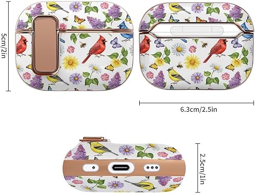 Miniatura 2 de Headphone Cover Compatible with Airpods Pro 2 Case Flowers Birds, Plastic, with Lock, Shockproof Protective