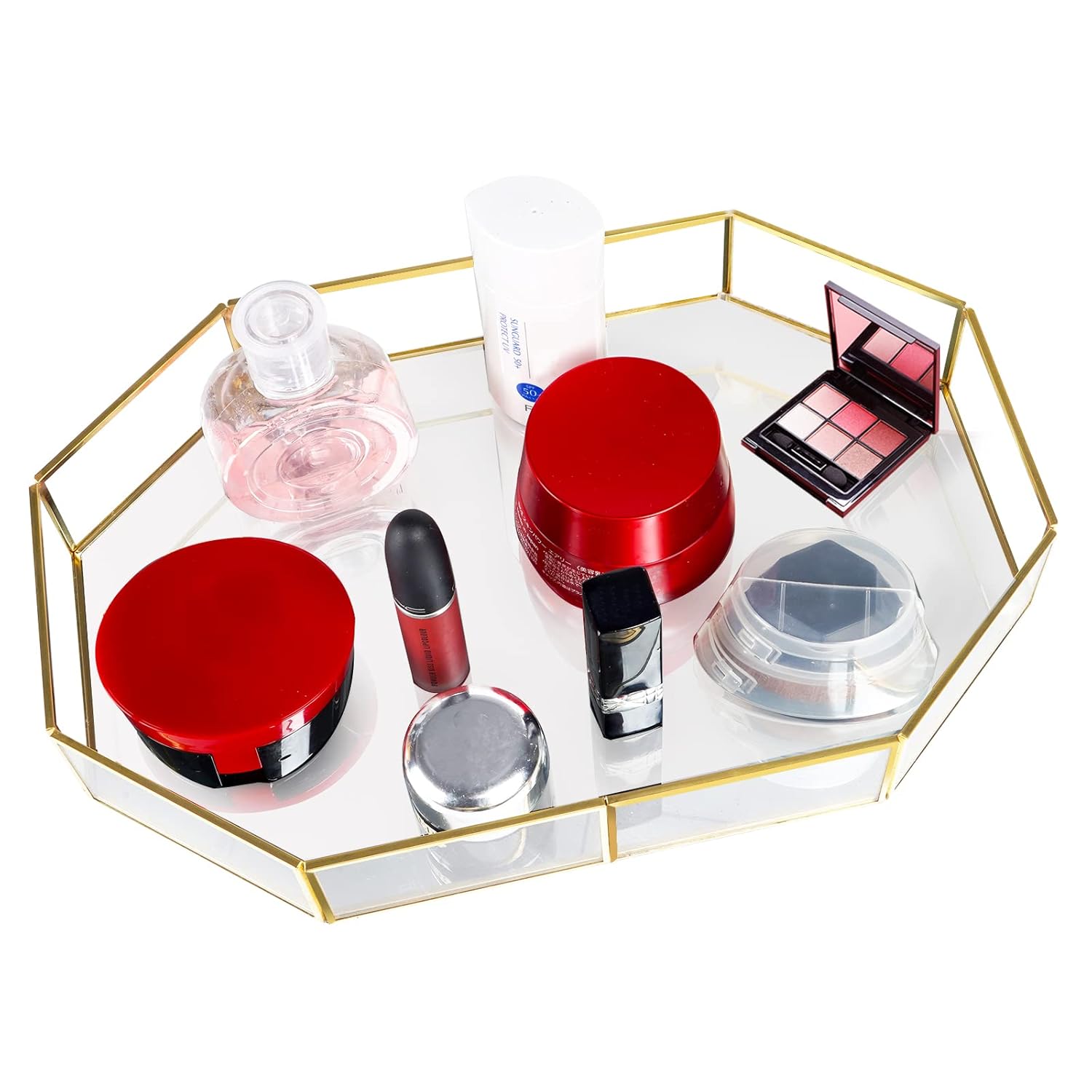 Gold Mirror Tray,Glass Jewellery Tray,Ornate Gold Tray