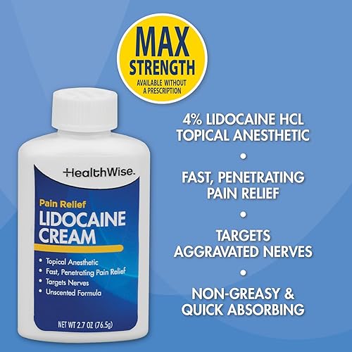 Miniatura 5 de HealthWise Crema de lidocaína máxima fuerza OTC  adormece el dolor  Alivio duradero  No grasa  2.7 onzas  Fórmula sin perfume  Anestésico tópico