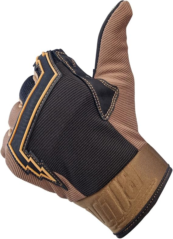 Biltwell | Baja | Motorcycle Gloves | CE Certified | Abrasion Resistance | Breathable Fabric | Leather Protection | Hard Knuckle Gaurds | Open Cuff