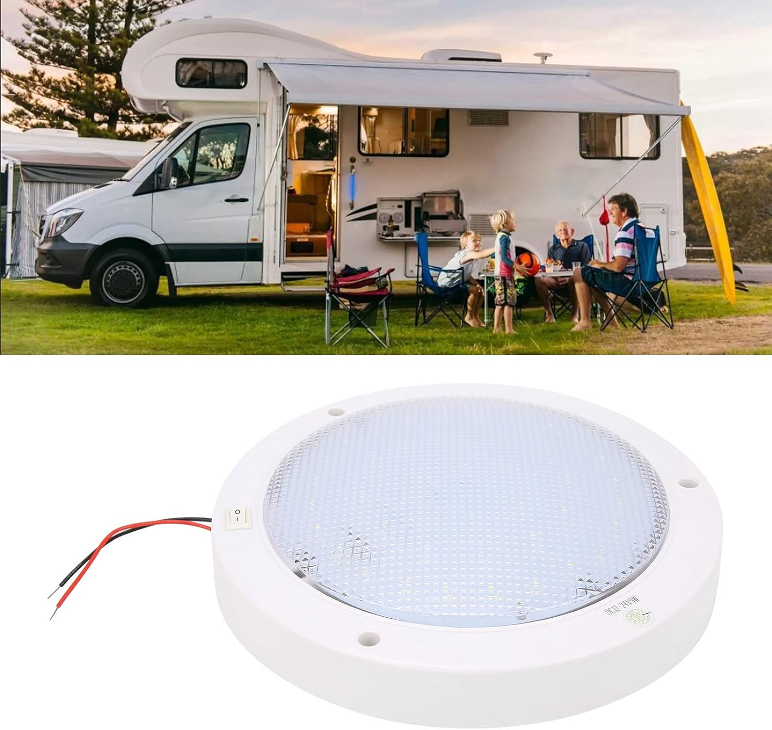 LED Panel Light with Switch 12V Warm White 300lm - Energy - Efficient Solar Lighting, Easy Night Operation for RV, Ship, Kitchen & Cabinet Use (Cool White)