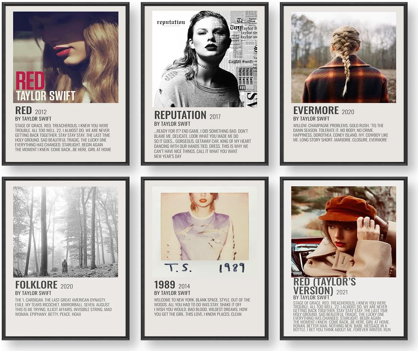 Taylor Swift Poster, Album Cover Limited Edition Posters, Music Posters (Set of 6, 8in x 10in, Unframed)