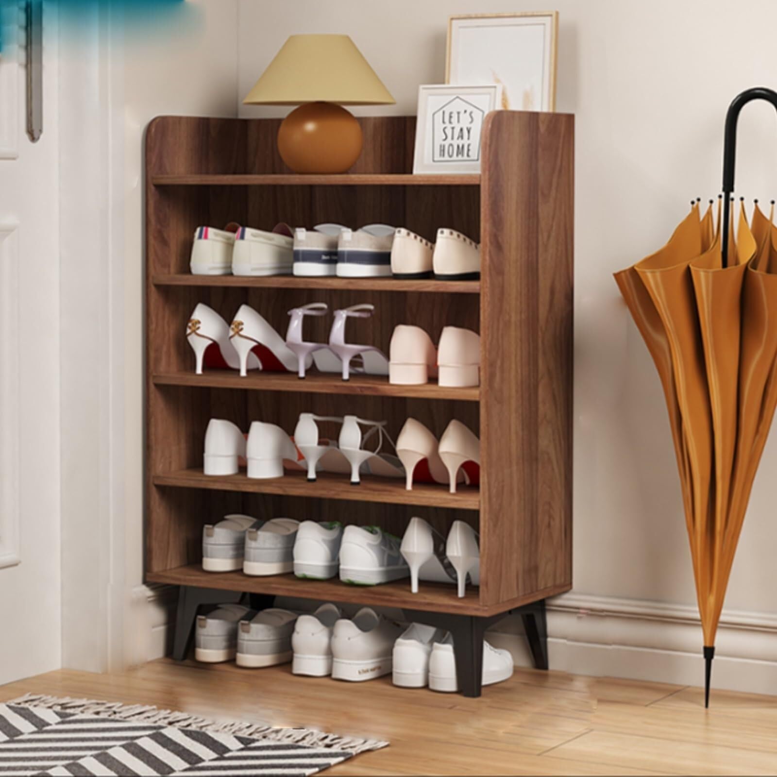IvyLoutish Narrow Shoe Storage Cabinet Timeless Entryway Organizer for Foyer Corridor Durable Wooden Shoe Rack with Compact Design,Ideal for Home