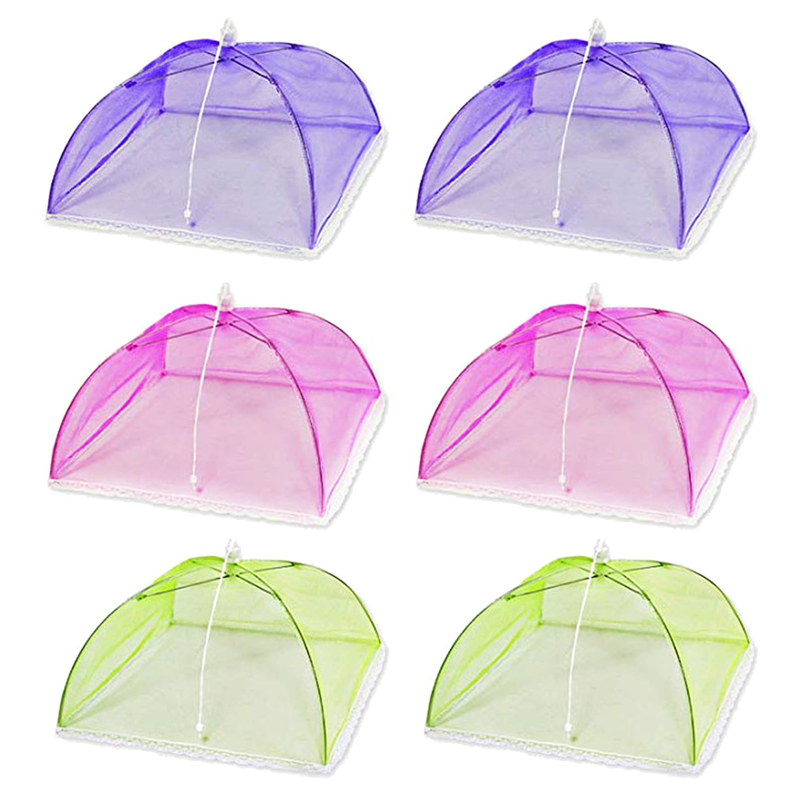 JYCRA 6 PCS Food Covers for Outside,Pop-up Umbrella Mesh Food Tents,Reusable and Collapsible Food Tent for Outdoors Parties Picnics(B)