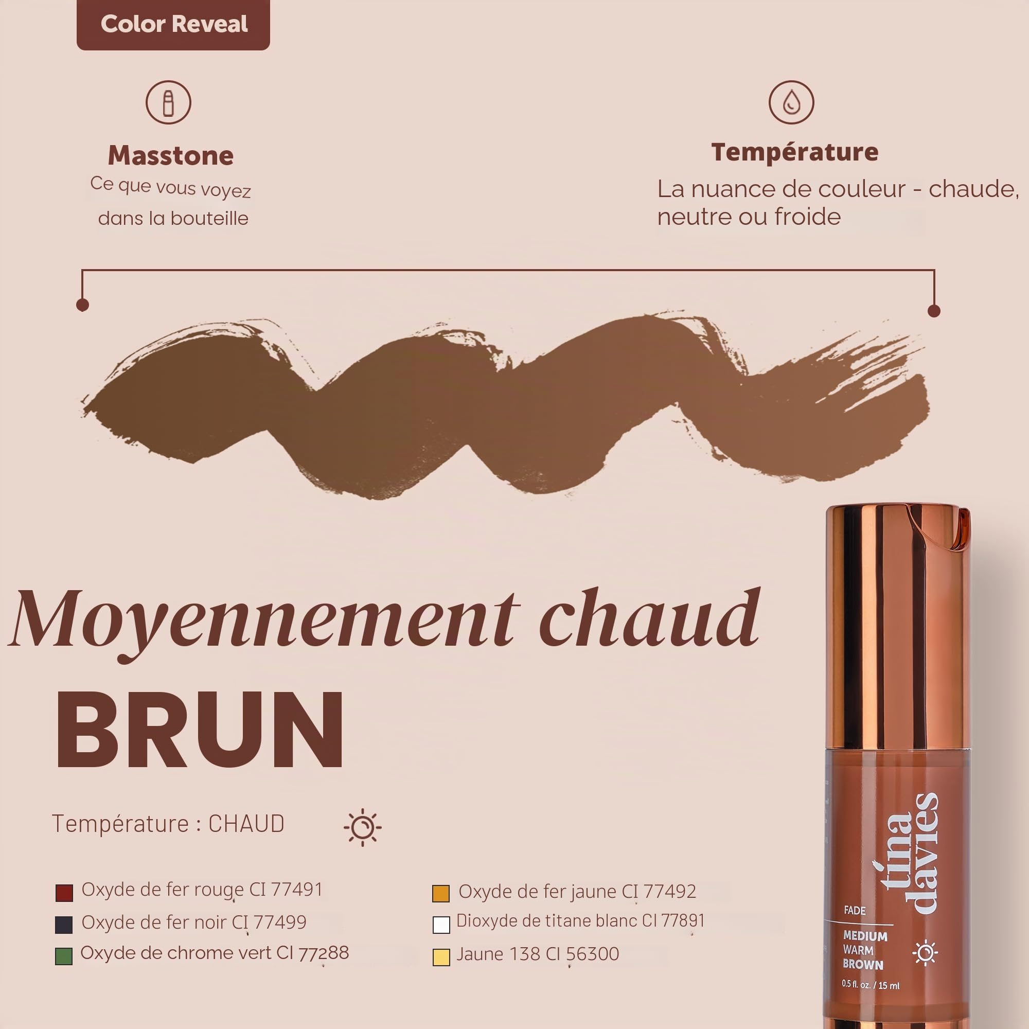 Tina Davies FADE Pigments pour sourcils, brun moyen chaud 15 ml