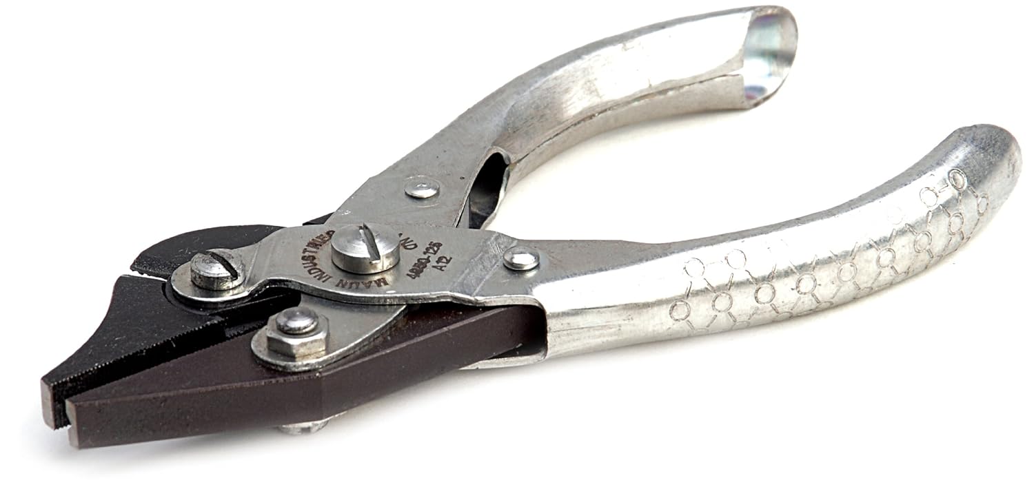 Aven 10761 Stainless Steel V-Slot Serrated Jaw Flat Nose Plier with Wire Cutter, 1-23/64" Jaw Length, 5" Overall Length