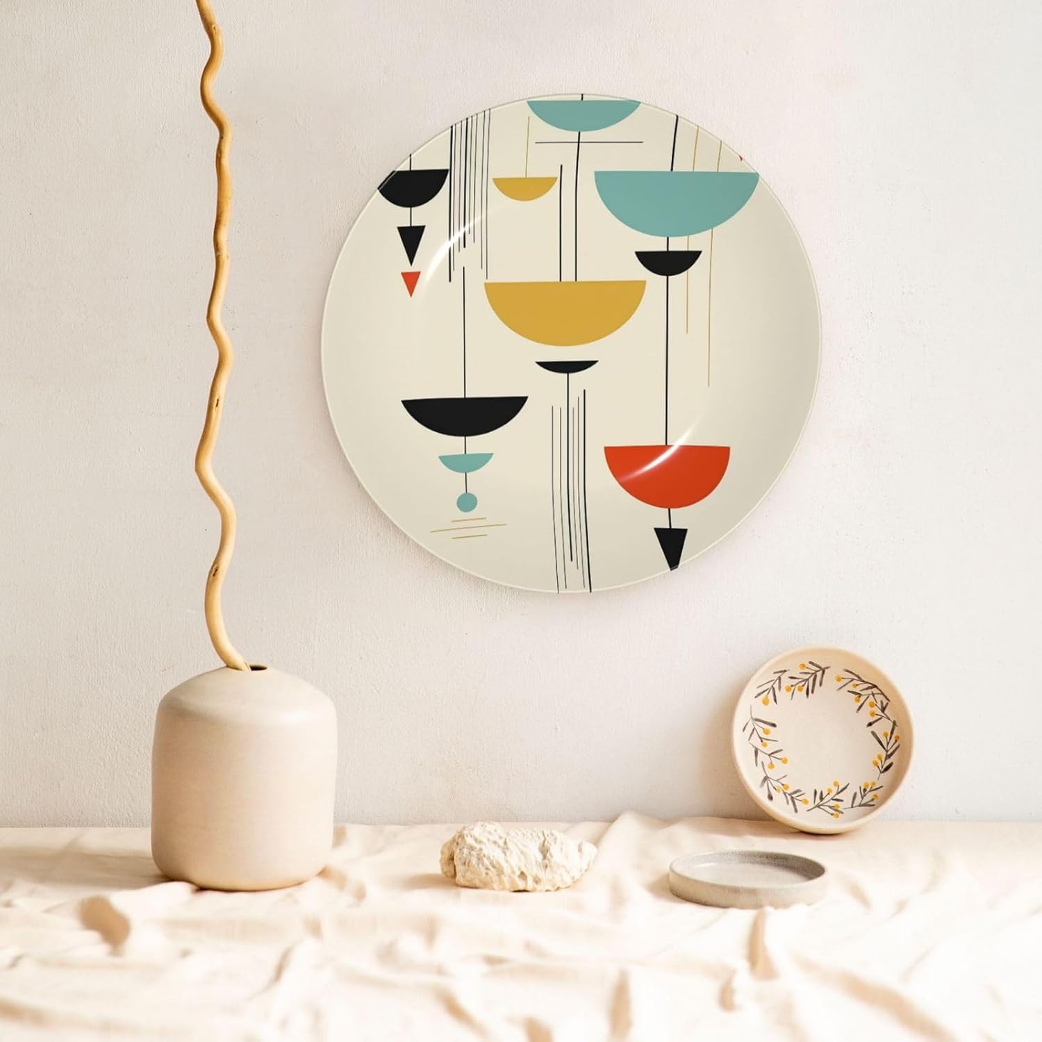 Decorative Plate Art Crafts Bone China Decorative Plate with Display Rack Souvenir Wall Decor Ceramic Ornaments Dinner Plates Ceramic Decoratives Plates for Home Office 10in