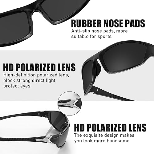 Miniatura 204 de TOODOO 4 Pairs Men Polarized Sunglasses with UV Protection Driving Glasses Sports for Sport Outdoor Activities