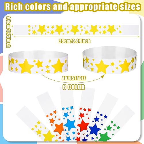 Miniatura 4 de BBTO 600 pulseras para eventos de estrellas, pulseras de papel de colores para eventos, impermeables, de neón, fiestas, eventos, bandas de mano,