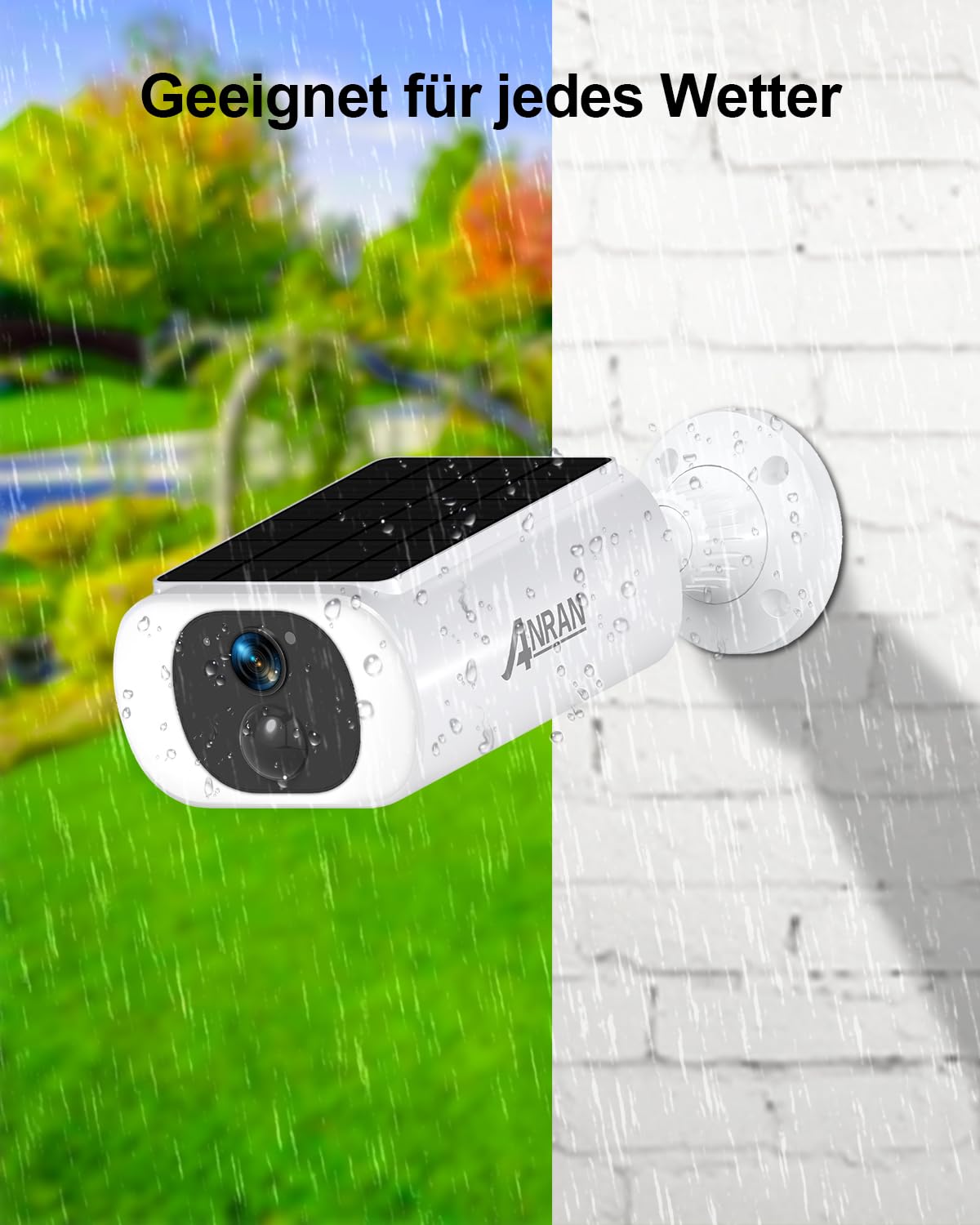 ANRAN 2K Solar Überwachungskamera Aussen,100% Kabellos mit Akku | PIR Bewegungserkennung, Vollfarb-Nachtsicht, Zweiweg-Sprechfunktion, IP66 Wasserdicht, Kompatibel mit Alexa 2pc