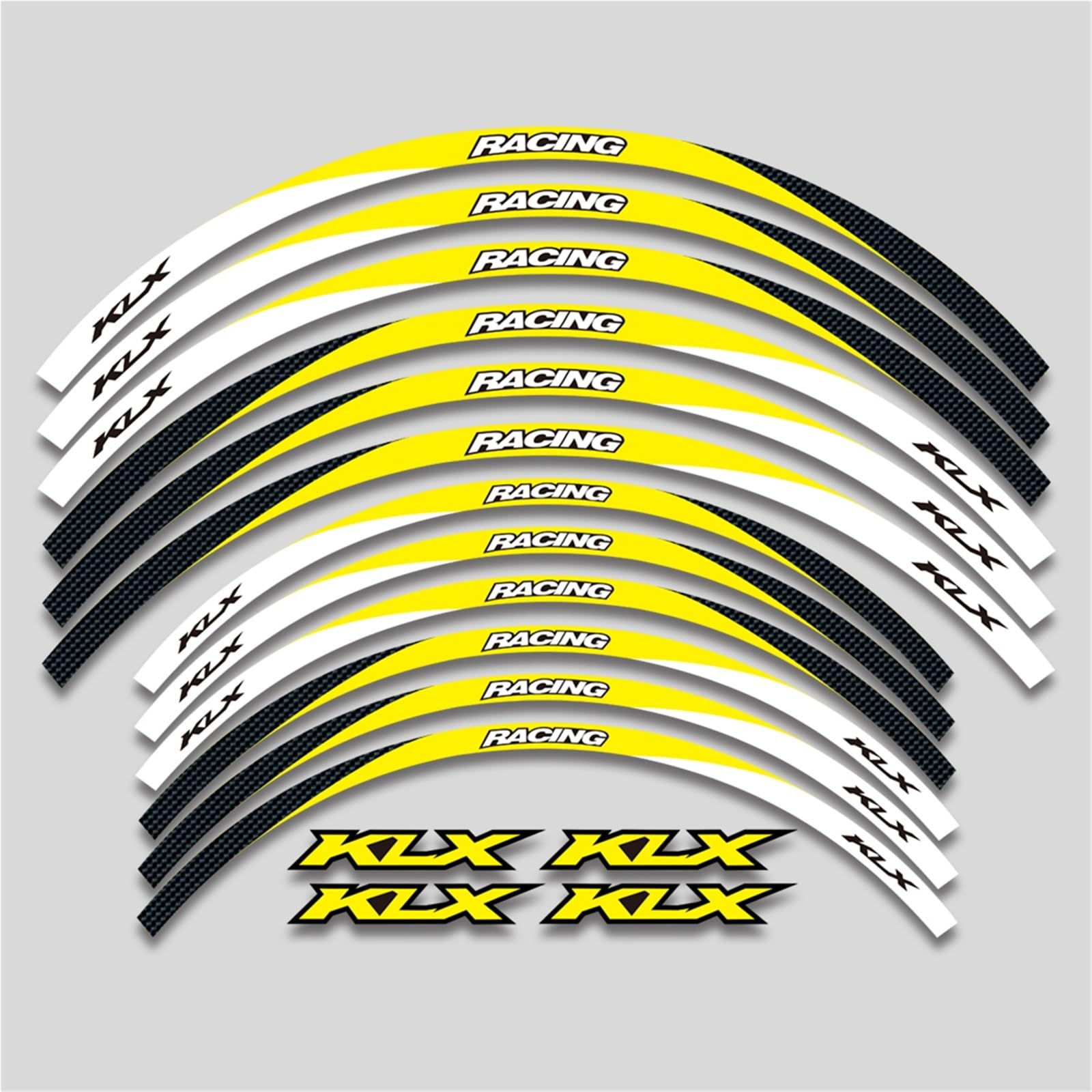 Rjkzx 3 Style A Yellow Decorative Stickers Motorcycle Accessories Wheel Stickers Reflective Stripe Rim Decal For Kawasaki Klx250 1979-2020 Klx250s 2006-2014 Klx300 1997-2022(3 Style A Yellow)