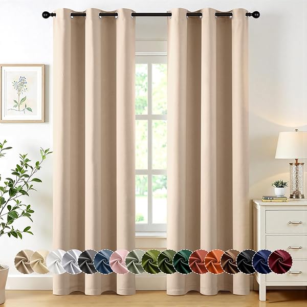 MIULEE Black Blackout Curtains for Bedroom Living Room 84 Inches Long 2 Panels, Thermal Insulated Room Darkening Drapes Solid Grommet Top Noise Reduction Light Blocking Halloween Window Treatments