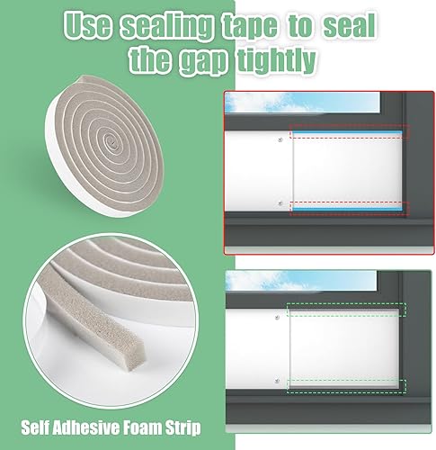 Miniatura 5 de Memrita Kit de sellado de ventana de aire acondicionado portátil de doble manguera, kit de ventilación de ventana ajustable de 5.9 pulgadas de