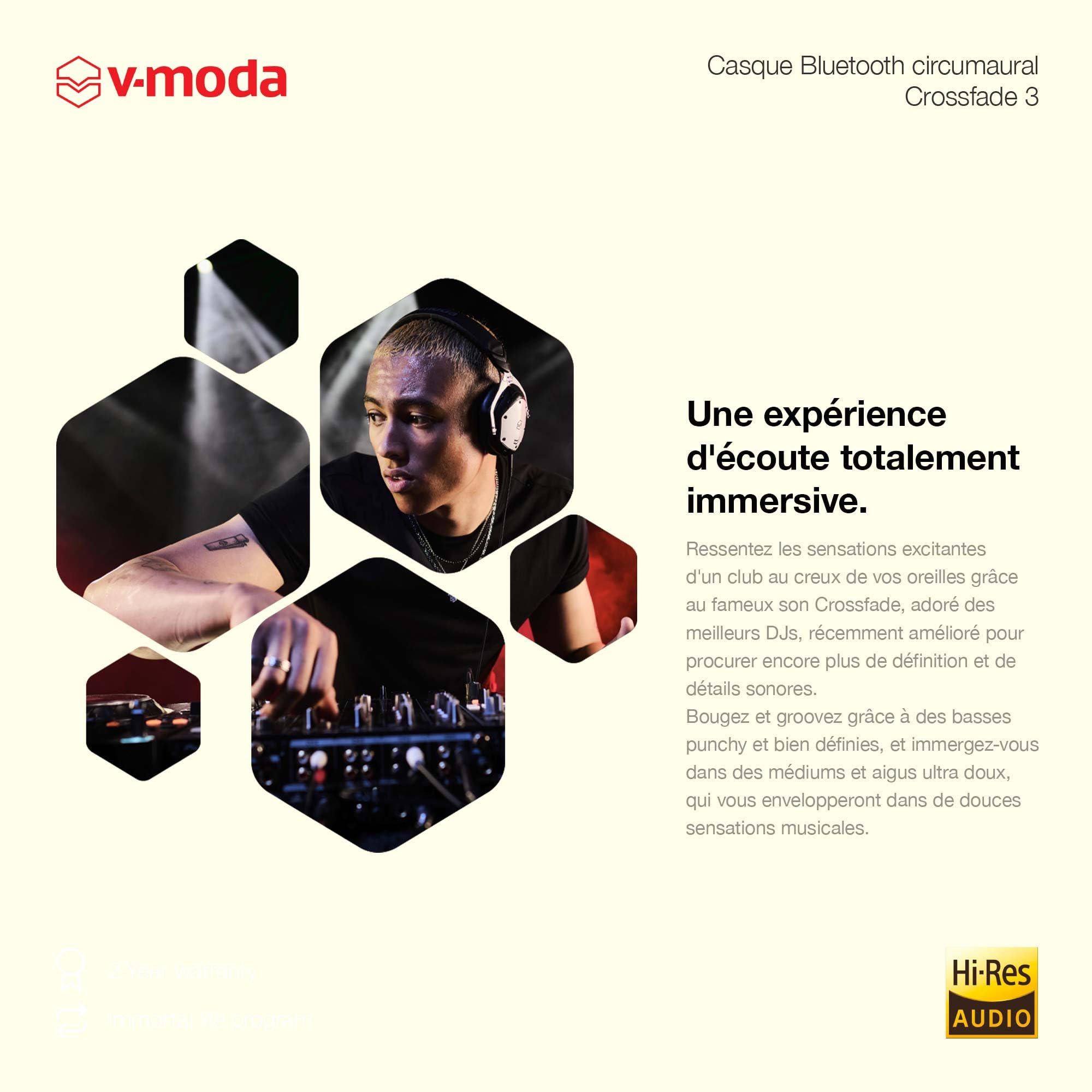 Crossfade 3 V-MODA | Le Casque Filaire circumaural favori des Meilleurs DJs | Un Son Punchy idéal pour l'ambiance survoltée des Clubs – Bronze Noir