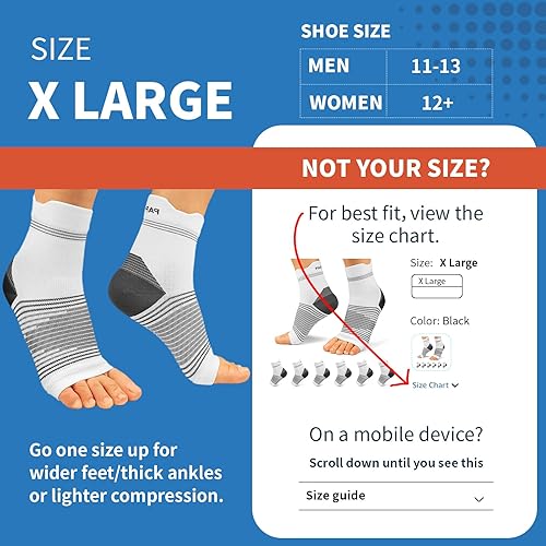 Miniatura 23 de Calcetines para fascitis plantar (6 pares) para hombres y mujeres, mangas de compresión para pies con soporte de arco y tobillo (blanco, S)