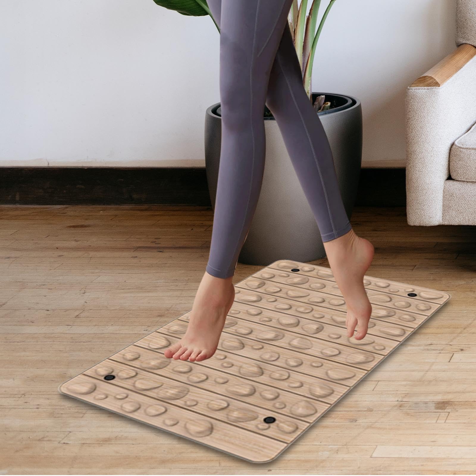 Tappetino per agopressione, leggero, per camminare, per le dita dei piedi, ufficio o in piedi, per camera da letto, soggiorno, spa, colore venature del legno