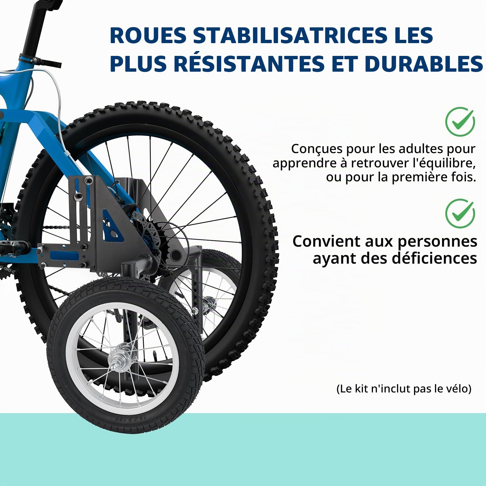 Moshay Stabilisateurs de vélo réglables pour adulte de 61 cm à 73,7 cm – Qualité robuste