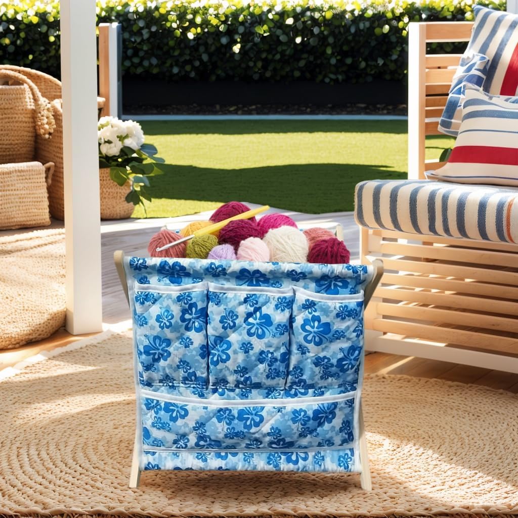 Gkesgm Yarn Storage Organizer for Yarn Skeins，Large Crochet Yarn Holder Case for Carrying Projects, Knitting Needles, Crochet Hooks and Other Accessories