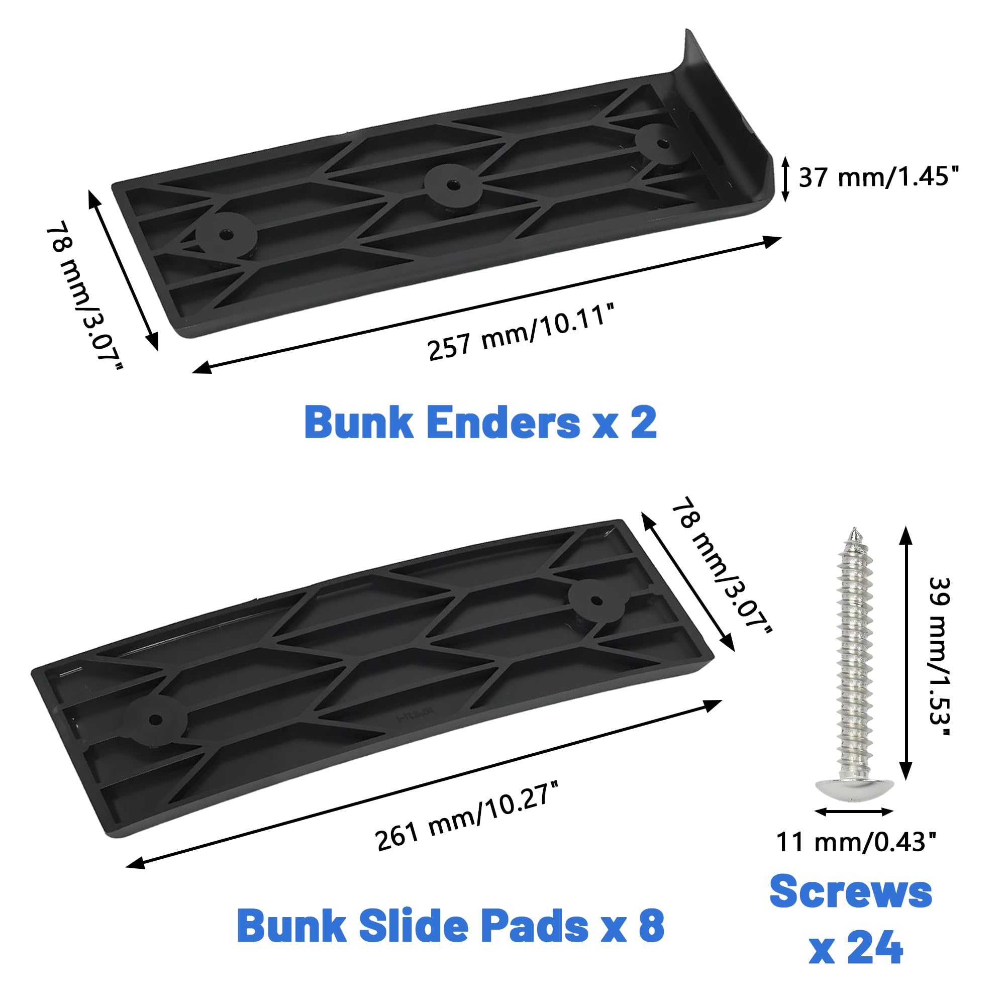 awagas 8 Pack Boat Trailer Bunk Slide Pads and 2 Glide Bunk Enders, 3