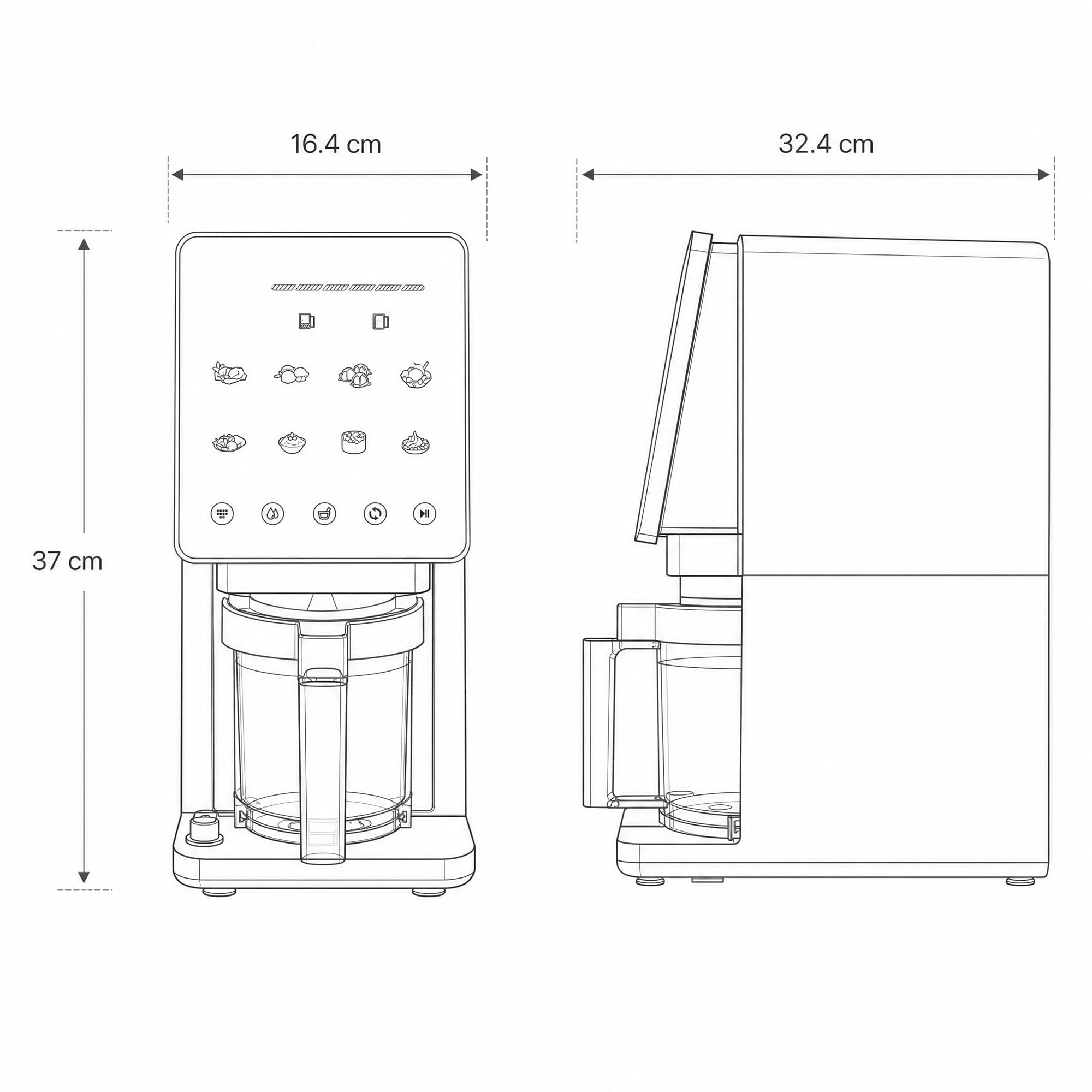 JOCCA - Gelatiera multifunzione con 11 programmi, funzione di pulizia, elaborazione rapida, display LED touch, prepara fino a 1,95 l di gelato con i suoi 3 contenitori