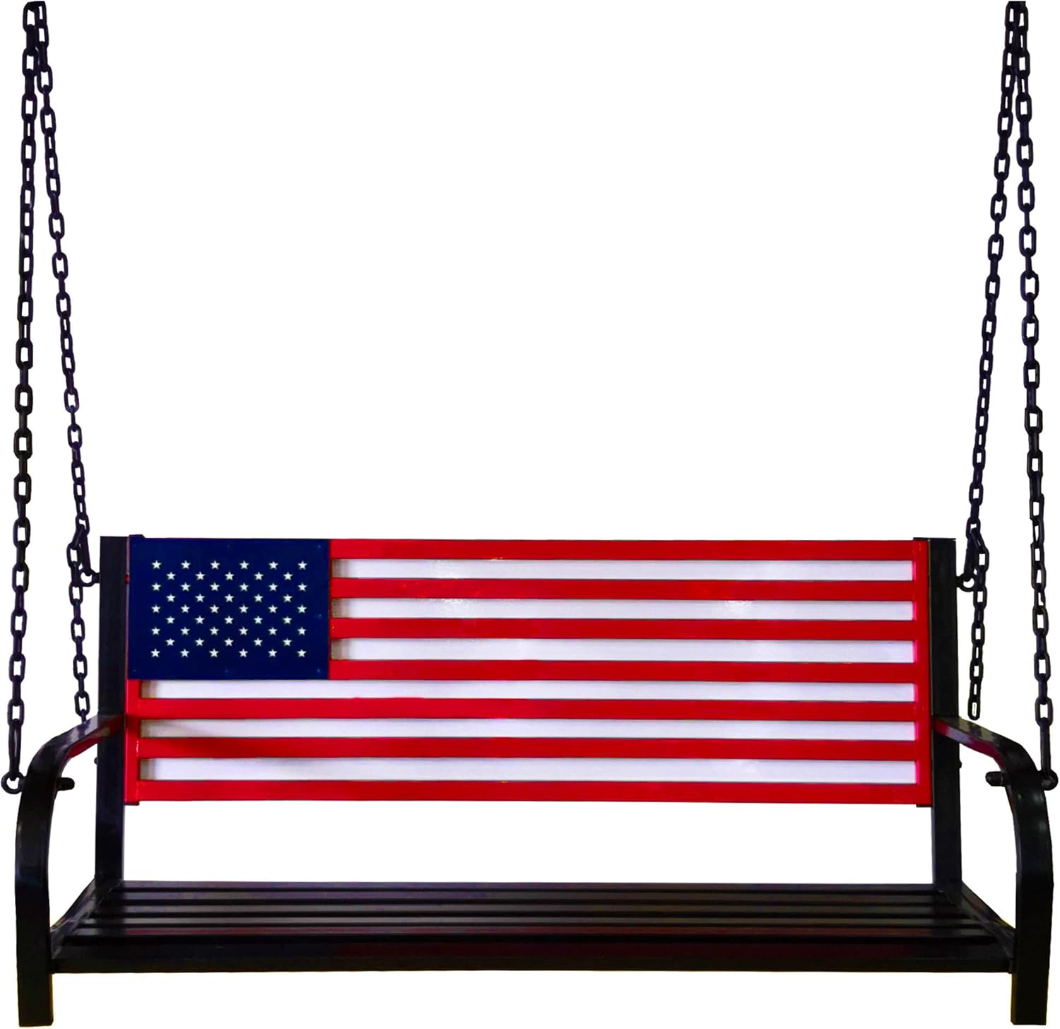Backyard Expressions Patio · Home · Garden 908353-NM Outdoor Porch Metal American Flag Patio Swing-Red, White and Blue-Backyard Expressions