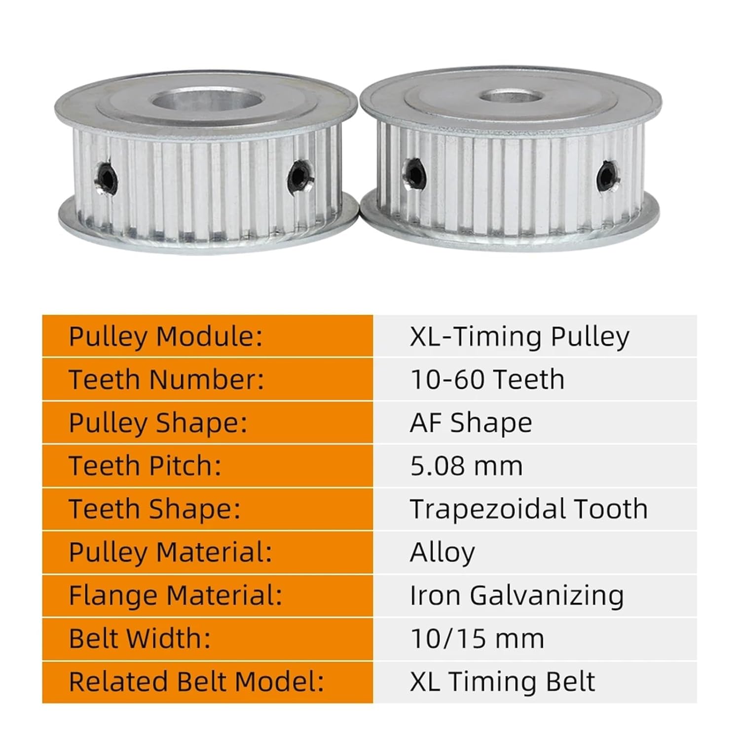 XL 42T Pulley/Pitch 5.08mm Bore 8/10/12 Mm Alloy Belt AF Shape Match with Width 10/15 Timing 42 Teeth(17X5X2.3 mm,10mm)