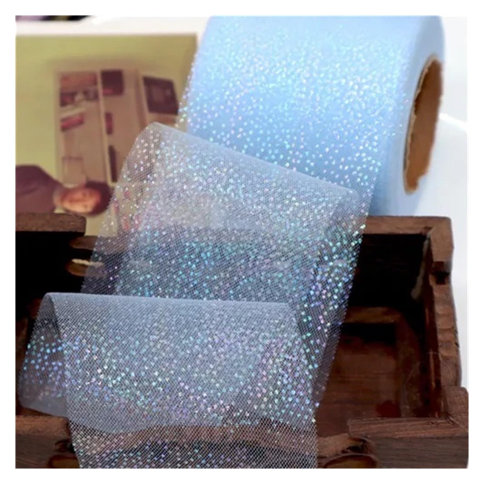 Crystal Glitter Dot Organza Tulle Ribbon Roll for DIY