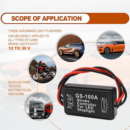 Miniatura 6 de 2 luces de freno estroboscópicas de 12 a 30 V, módulo de flash LED, controlador estroboscópico de flash para luz de freno, luz de freno trasera,
