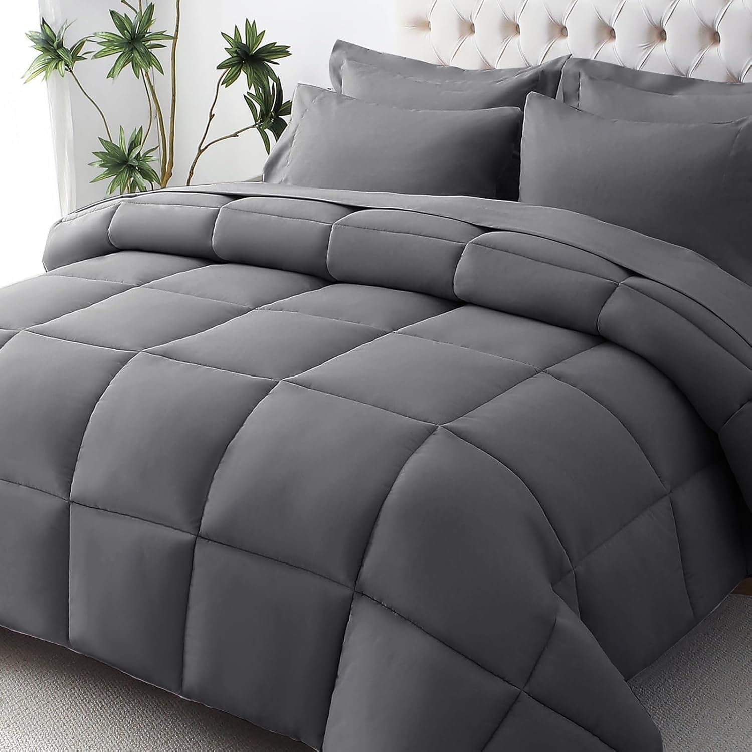 JOLLYVOGUE Black Queen Bedding Set - 7 Piece -25