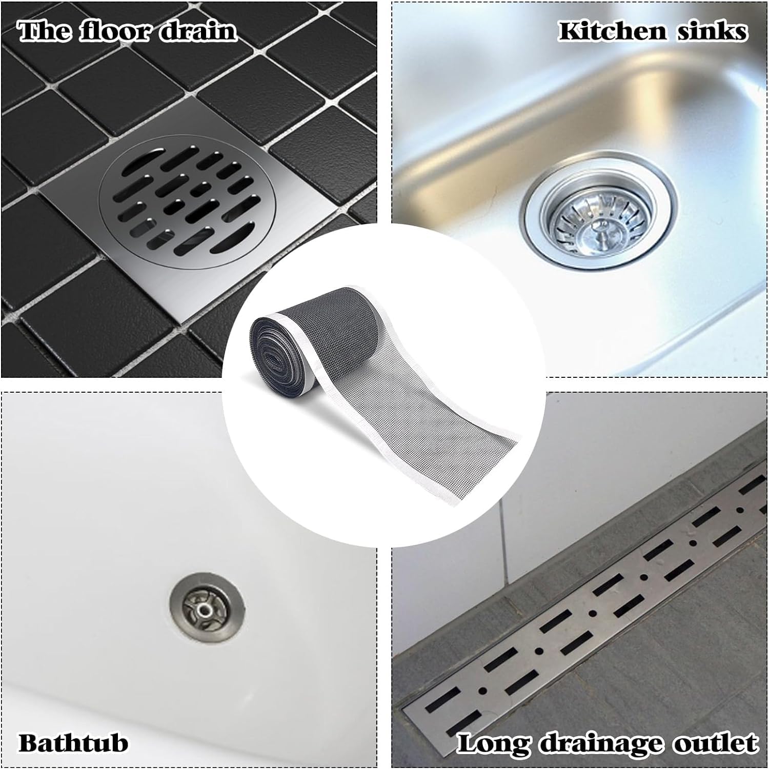 Evilia Ecom Self Adhesive Mesh Roll for Bathroom Drain Kitchen Sink Strainer Disposable Hair Catcher Shower Drain Mesh Stickers Cuttable PVC Mesh Shower Drain Cover Hair Catcher for Any Length 2