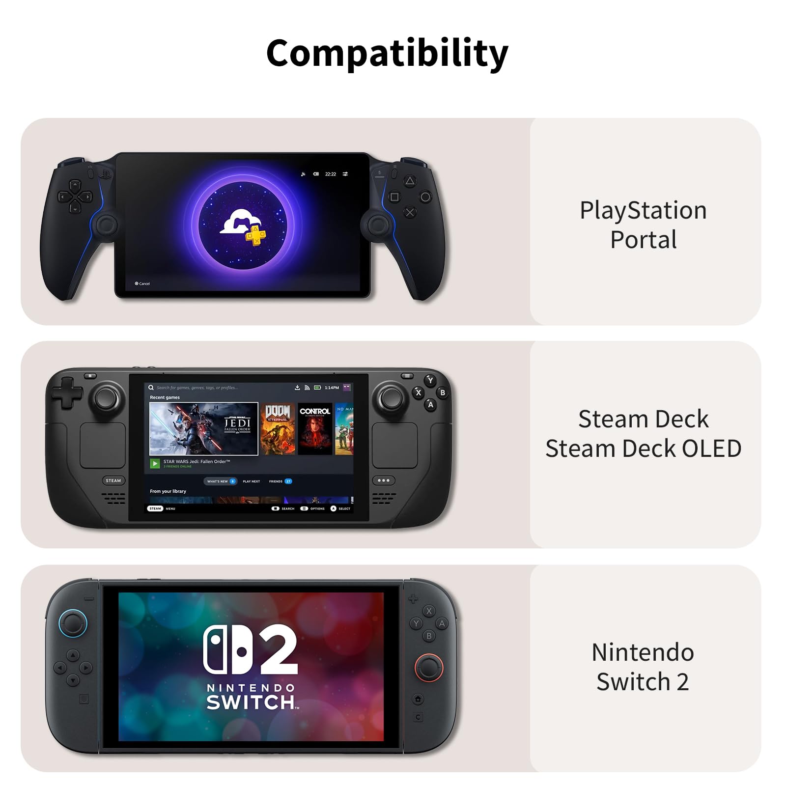 COOWPS Bolsa para Nintendo Switch 2/Switch OLED/Steam Deck/PS Portal, Gran Espacio, Elegante Bolsa con Carcasa Dura EVA, Borde de Forro Grueso, protección Completa, Estuche de Viaje para Switch 2