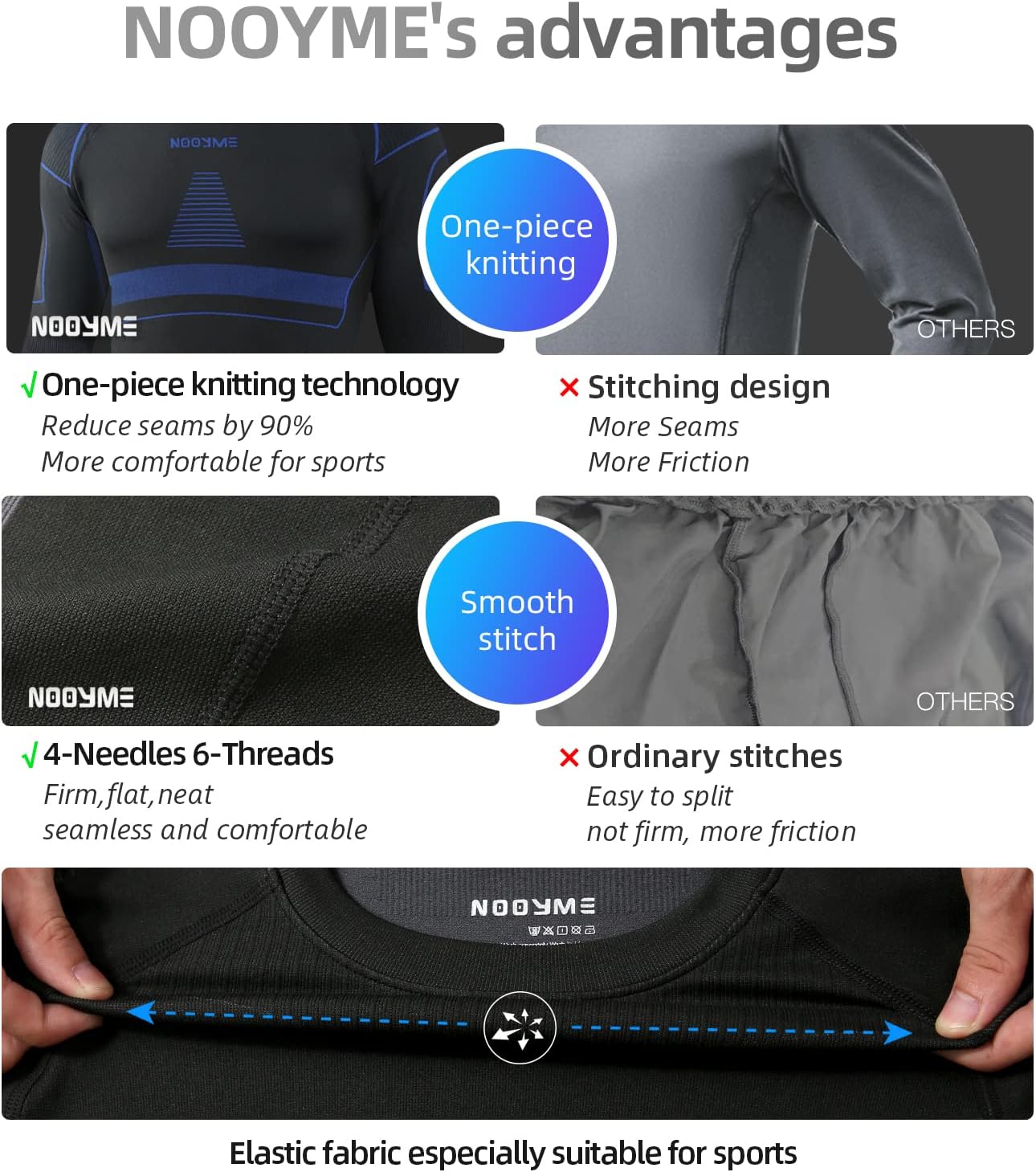 NOOYME Thermal Underwear Long Johns for Men - Long Underwear Base Layer for Cold Weather - Image 4