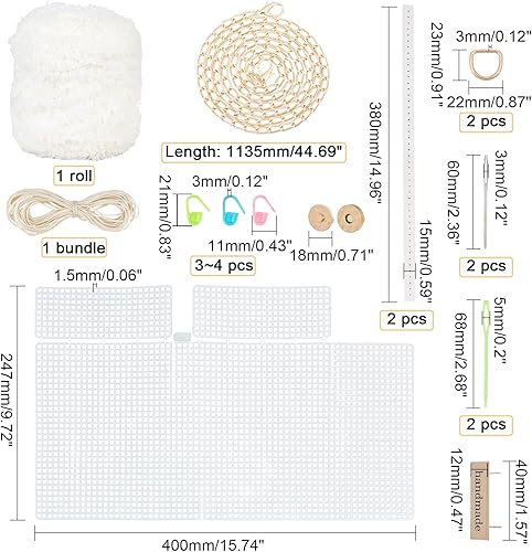 Miniatura 2 de CHGCRAFT Kit de bolsas de ganchillo para tejer bricolaje, juego de hojas de lona de plástico de malla para manualidades, bolsas de hombro,