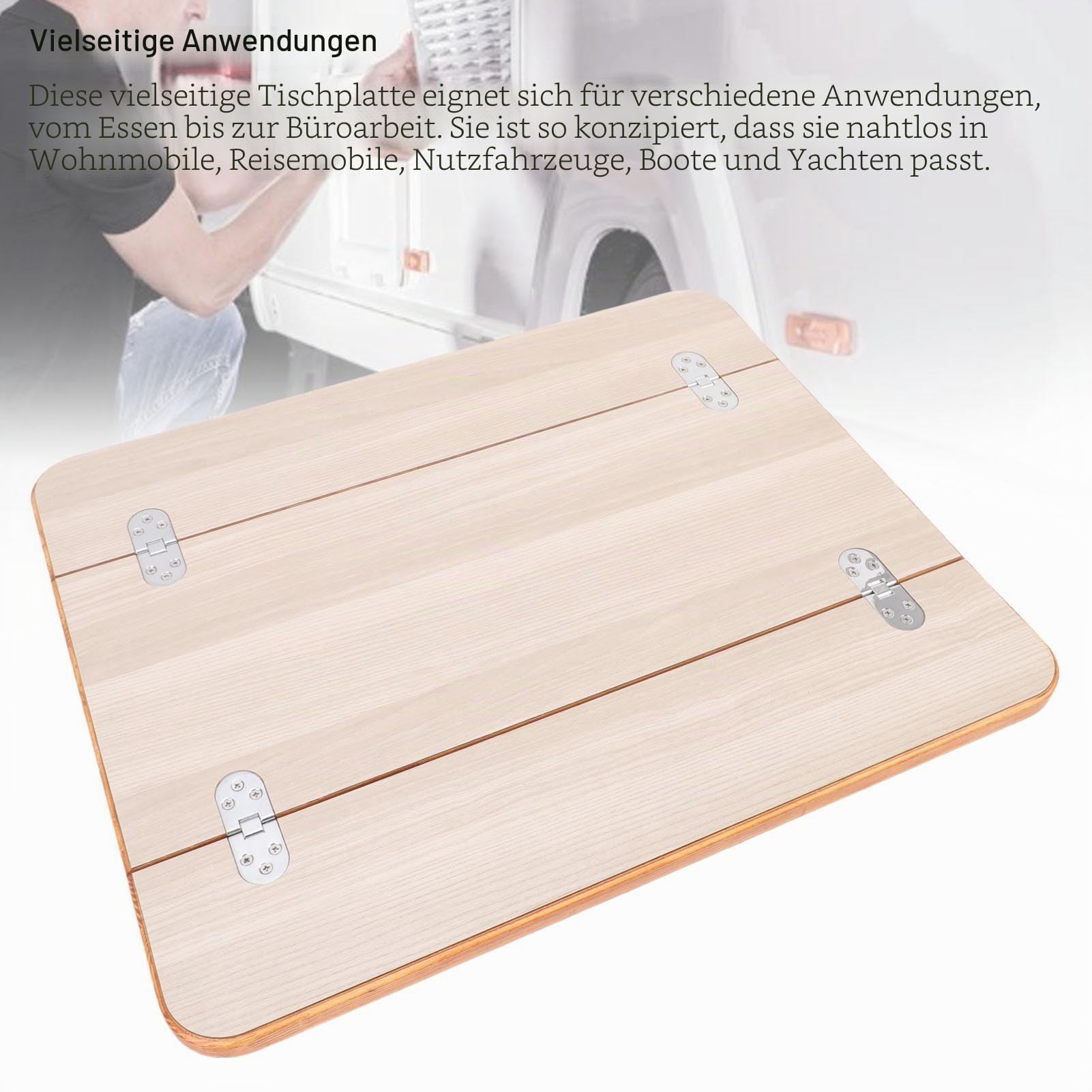 Wohnmobil-Tischplatte, Klappbarer Marine-Tisch aus Massivem Holz mit Beschichteter Oberfläche und Handversiegelter Metallkante, für Yacht-, Schiffs-, (Weiß (595 x 480 mm/23,43 x 18,9 Zoll))
