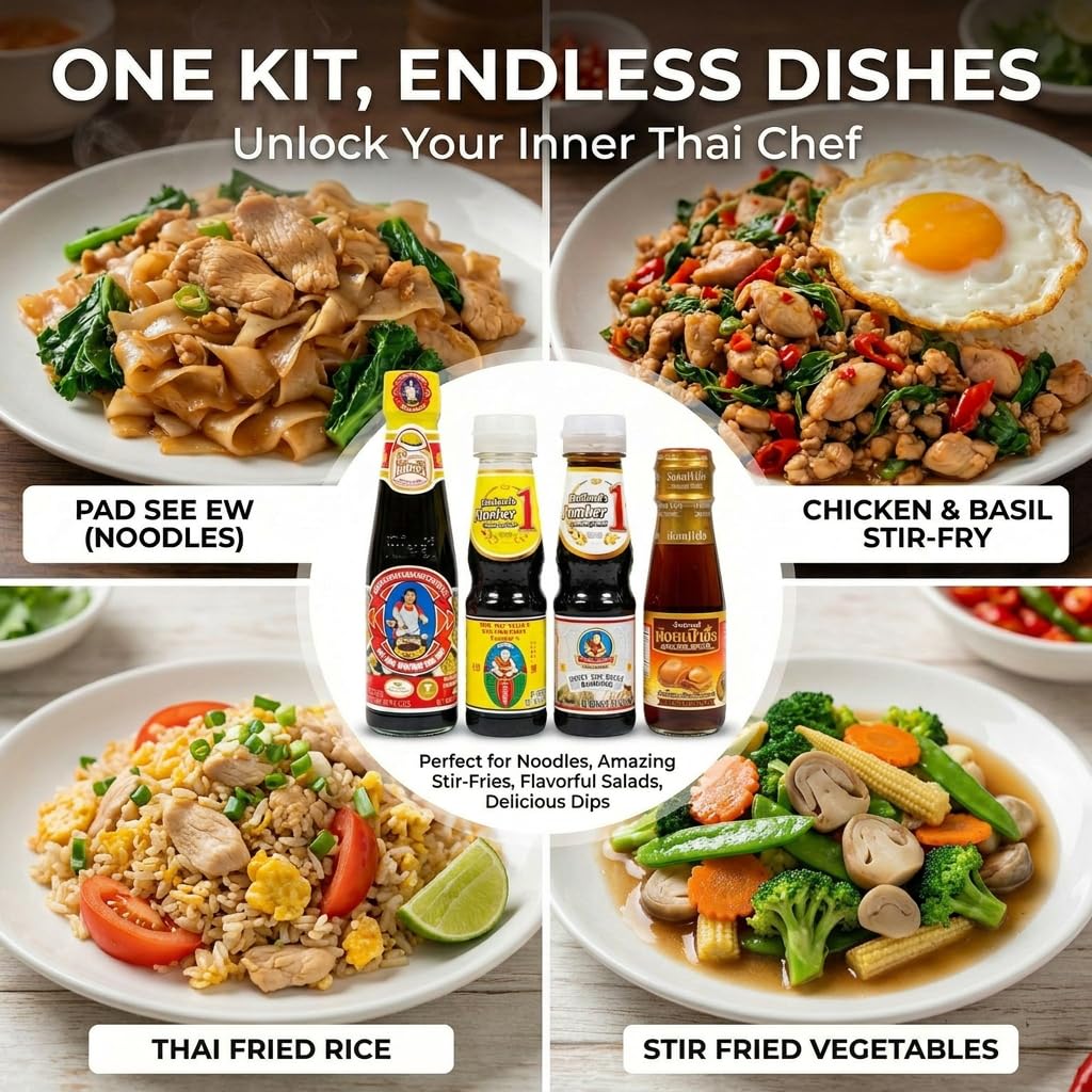 Thai Food Cooking Sauce Kit (Essential Set, Small-size Bottle)