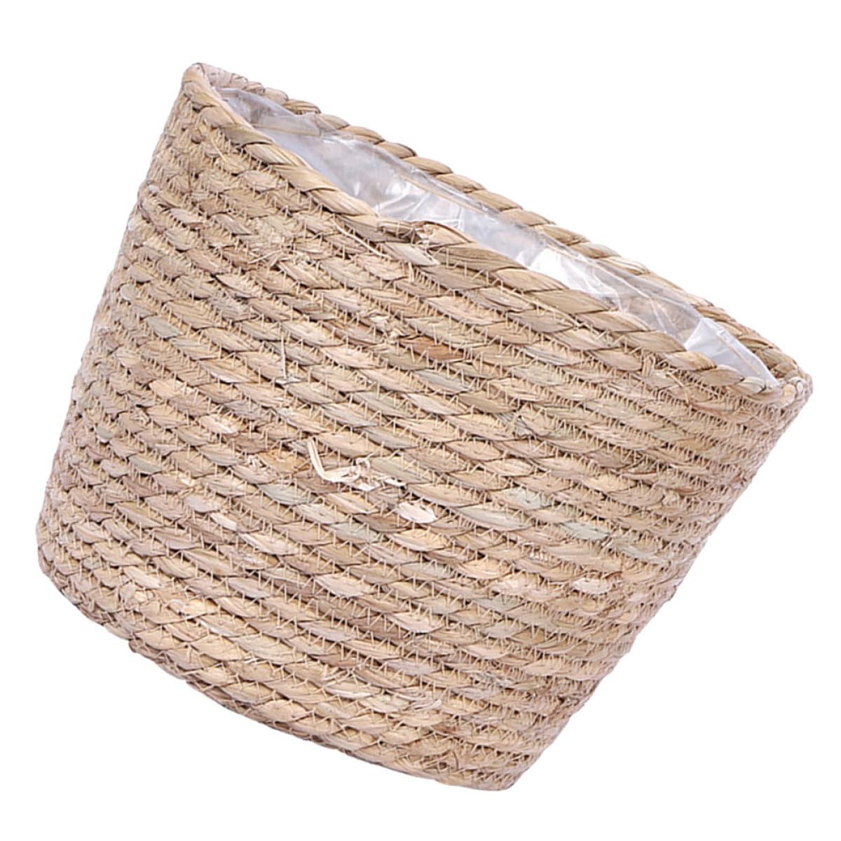 TIDTALEO Seagrass Wicker Basket Planter Large round Rattan Plant Pot Cover for Indoor and Outdoor Plants Rustic Farmhouse Planters Decorative Woven Basket for Flower Pots