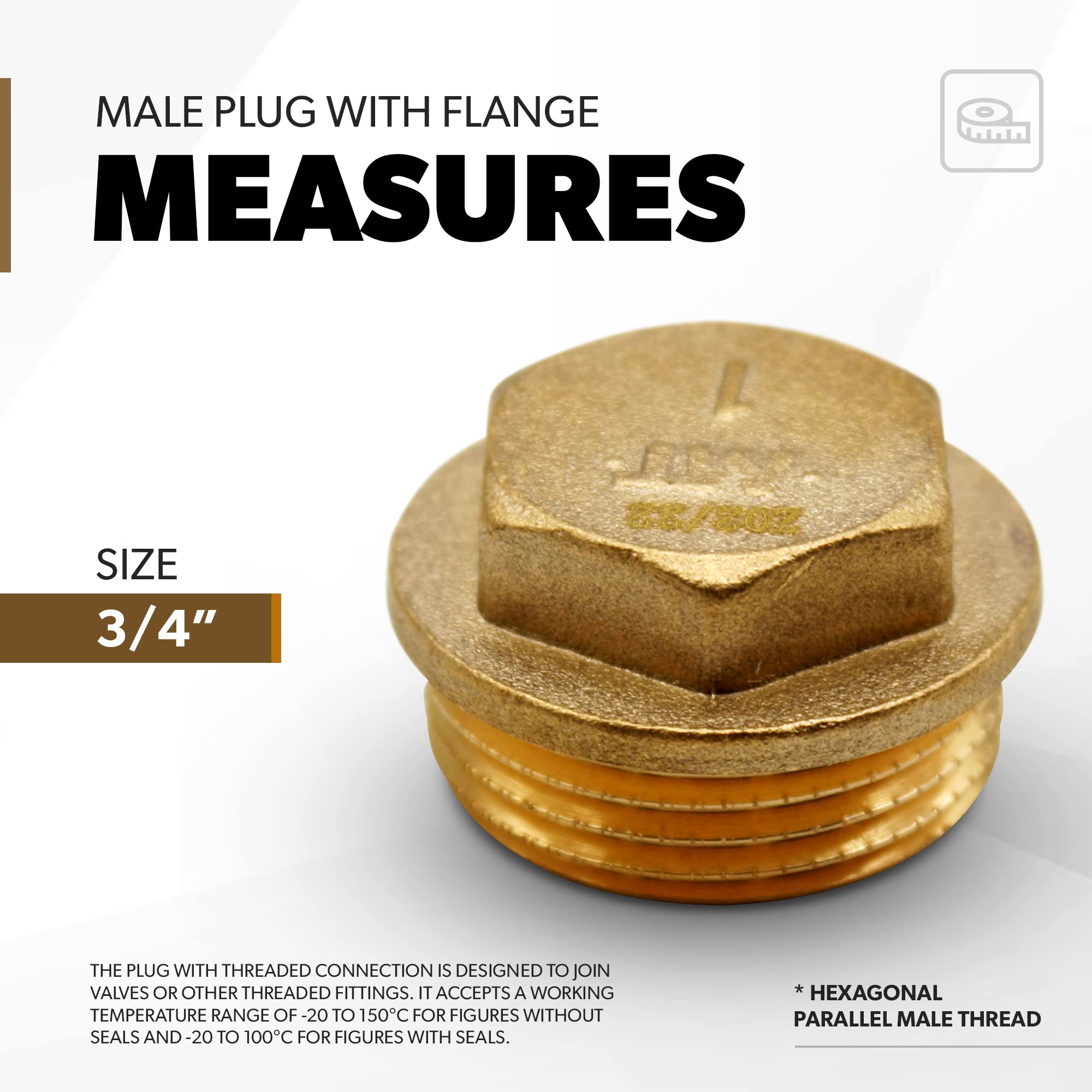 Tappi Ciechi Ottone BLPRKOT 2 Pezzi 3/4" - Chiusure Con Guarnizione Per Impianti Idraulici - Foto 8