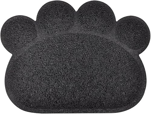 Miniatura 1 de Alfombrilla para caja de arena para gatos en forma de pata, 10 colores disponibles, 15.75 x 11.75 pulgadas (carbón)