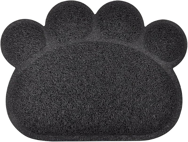 Tapete para Caixa de Areia de Gatos em PVC com Formato de Patinha DM, Carvão, 40 x 30 cm, 1 Unidade