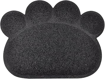 DM Paw-Shaped Large Cat Litter Box Mat, 23.5x17.5 Inches Charcoal