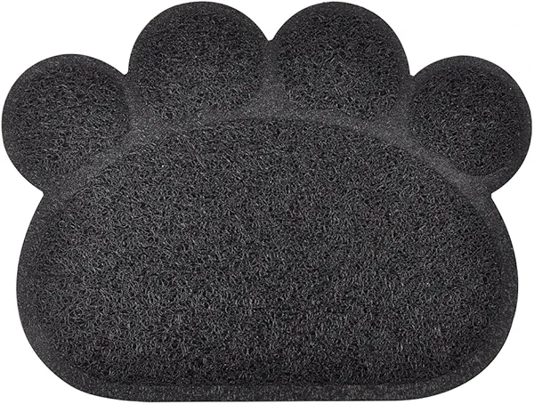 DM Paw-Shaped Large Cat Litter Box Mat, 23.5x17.5 Inches (Charcoal)