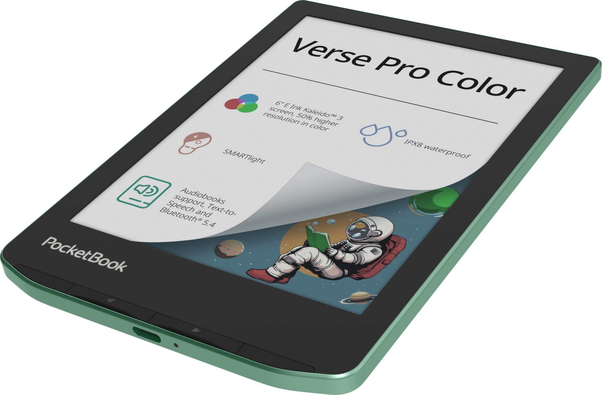 Pocketbook Czytnik e-booków 'Verse Pro Color' (wersja niemiecka) 16 GB pamięci, IPX8, Bluetooth, 15,2 cm (6 cali) E-Ink Kaleido 3 Display - Sage Glow