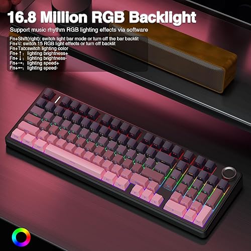 Miniatura 4 de AULA Teclado mecánico inalámbrico F99 Pro con perilla, Tri-Mode BT5.0USB-C2.4GHz Teclado intercambiable en caliente, estructura de junta, sonido